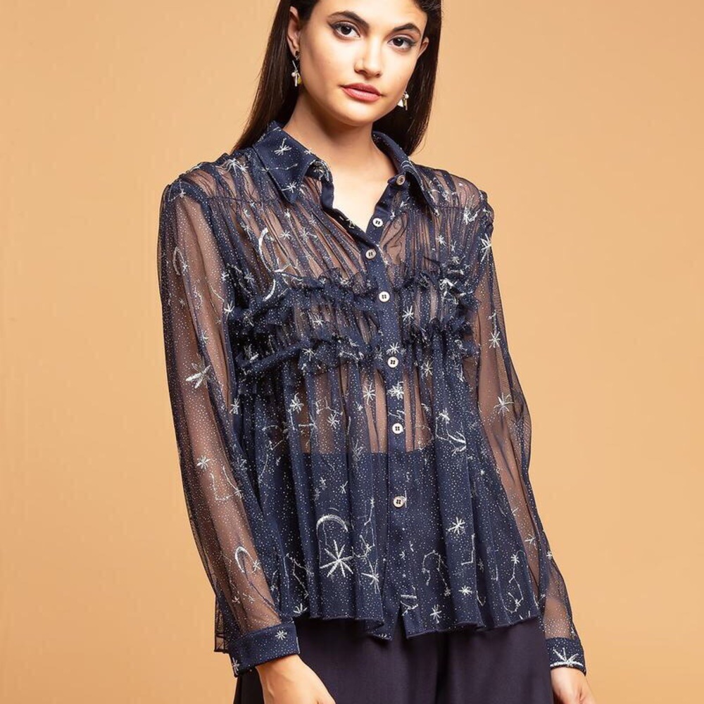 eva Franco celestial dream blouse in blue